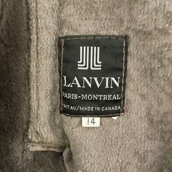 Vintage 1970s Luxurious Lanvin Deep Taupe Fur Collar Suede Coat - Size 14 - Picture 8 of 16